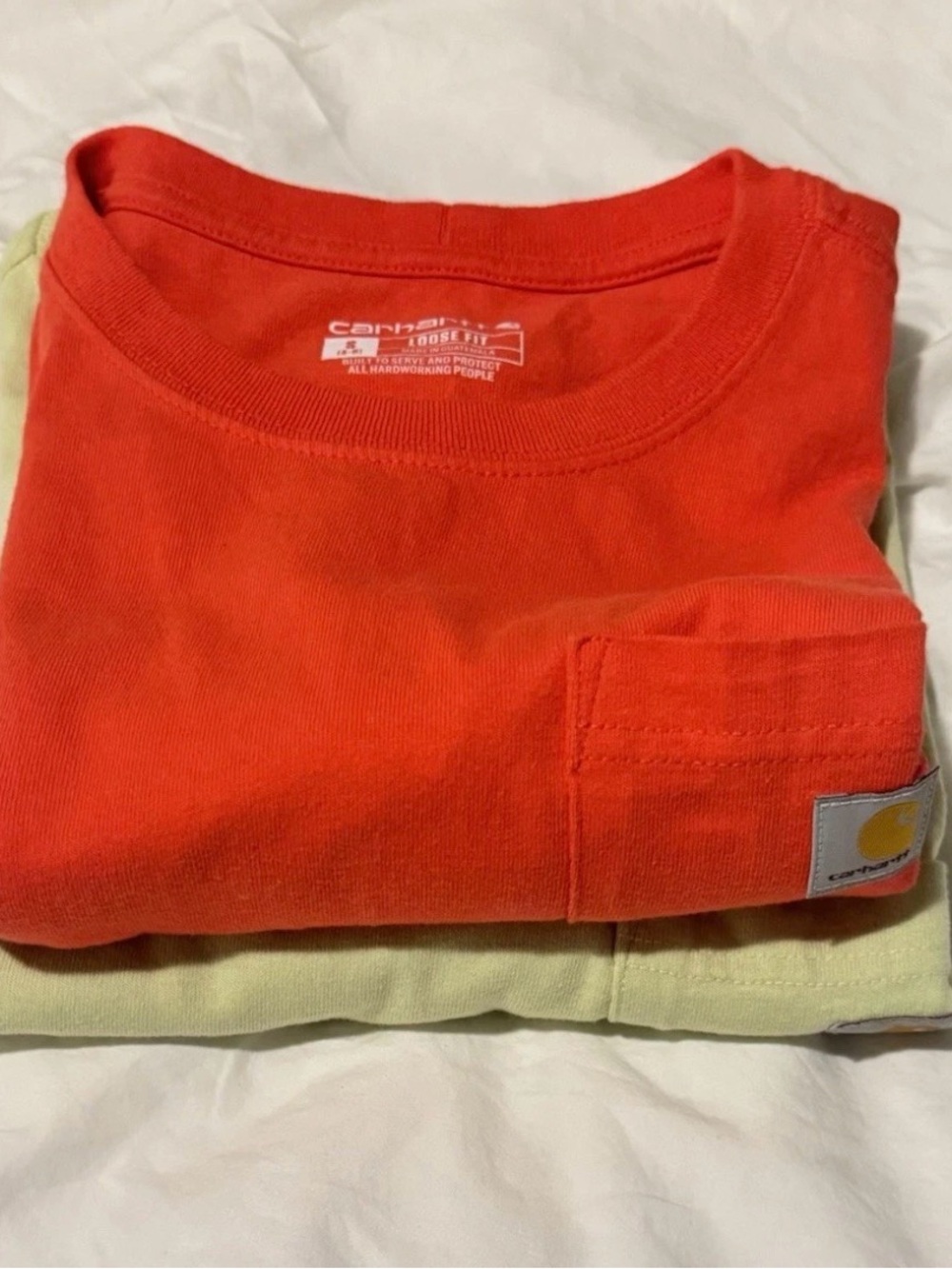 Carhartt Mens Work Pocket Tee Shirt Green / Red Loose Fit Lot of 2 Size Small - Picture 2 of 9